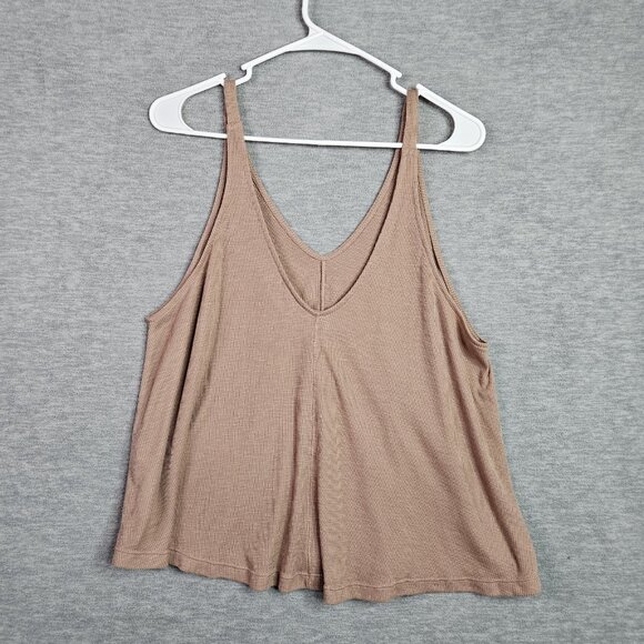Free People Intimately Women’s Dark Tan Sleeveless Rubbed Tank Top Sz S - Picture 2 of 6